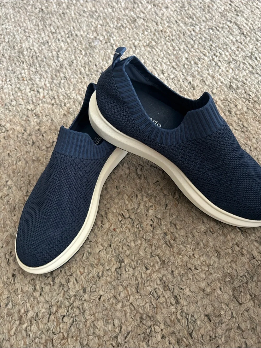 Blonde Slip-On Knit womens Sneakers in Navy